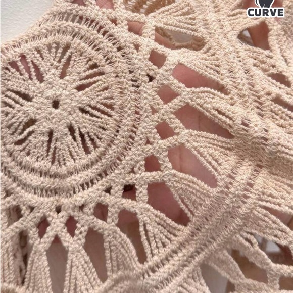 SHEIN Beige Maxi Dress with Crochet Back - Picture 3 of 4